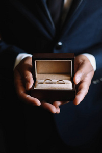 在框中新郎的手结婚戒指图片