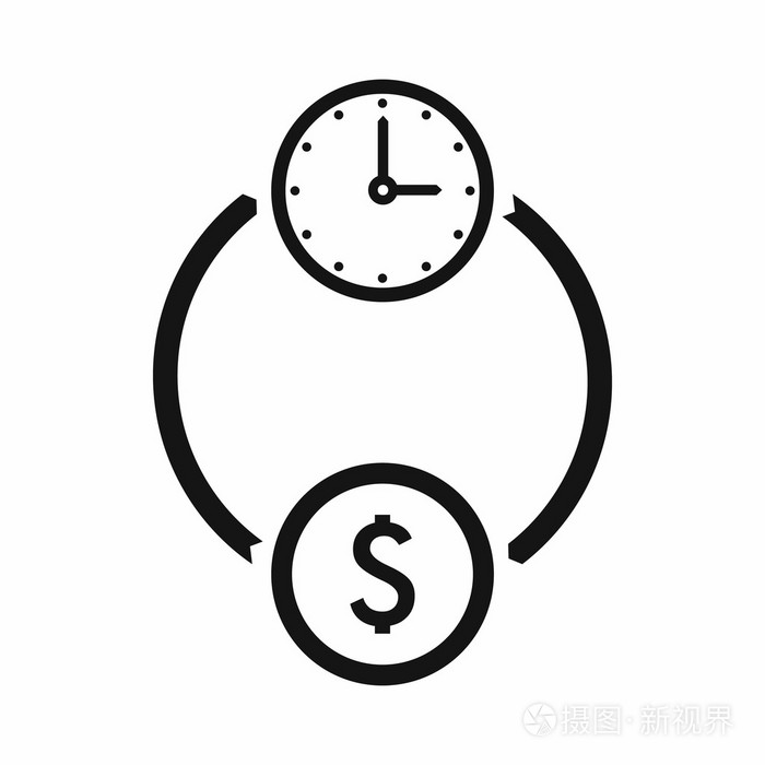 金钱和时间图标简单的样式