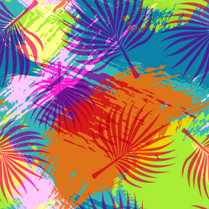 热带夏季图案抽象棕榈叶艺术