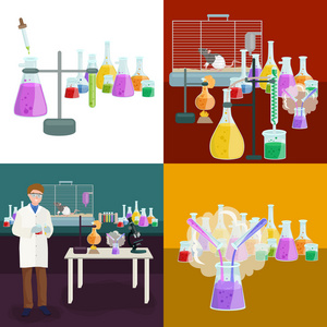 科学家实验室概念与制作研究矢量图的人