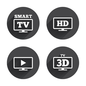智能TV3D电视图标。