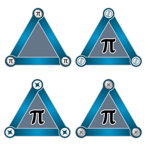 四个平简单三角形带螺丝和 pi 符号集合