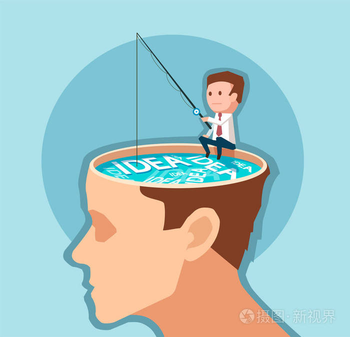钓鱼的好点子,矢量设计的商人