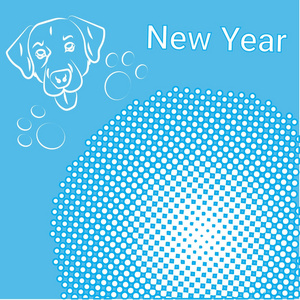 新年贺卡流行艺术漫画横幅与狗节日装饰设计