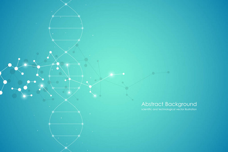 载体分子背景, 遗传和化合物。与点医学科技和科学概念相关的抽象线