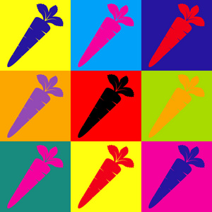 胡萝卜的标志。波普艺术风格的图标集