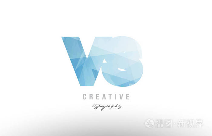 vs v s 蓝色多边形字母标志图标组合