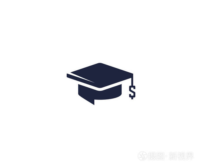 学士帽和美元符号矢量设计.教育信用插图