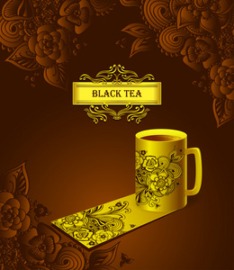 模板包杯茶与禅嘟嘟花黑图片
