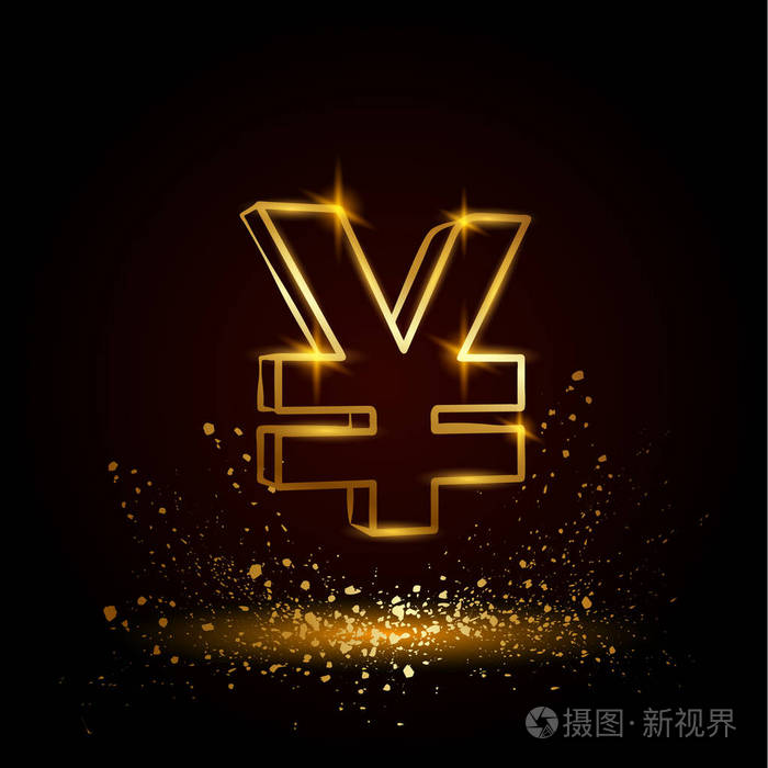 金符号在黑色背景上的货币线性向量图