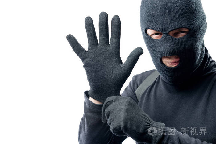 刑事戴上手套.抢劫的做准备