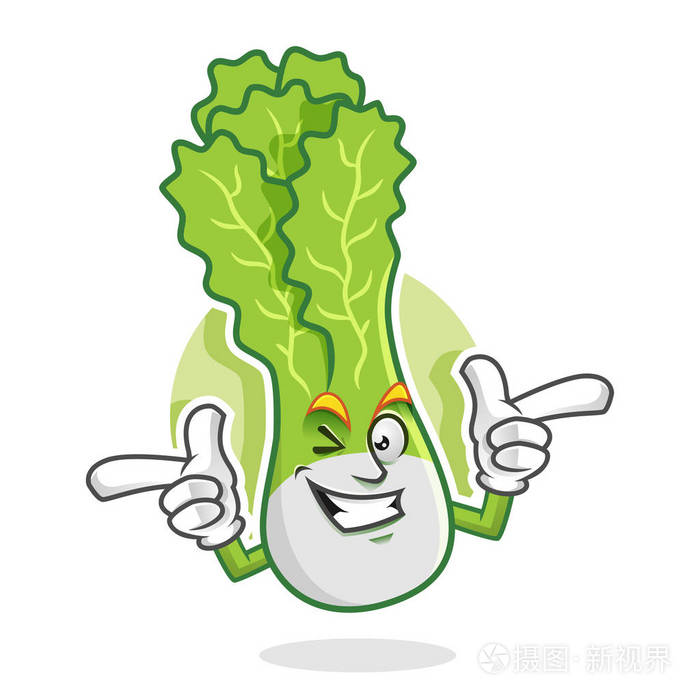 时髦的眨眼生菜吉祥物, 生菜字符, 生菜卡通, v