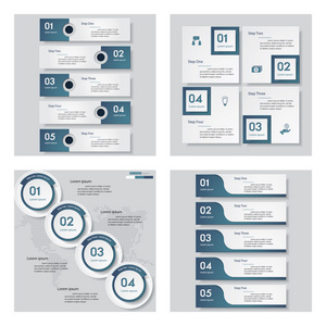 4 蓝色模板图形或网站布局的集合