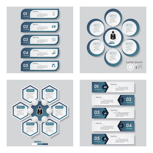 4 蓝色模板图形或网站布局的集合