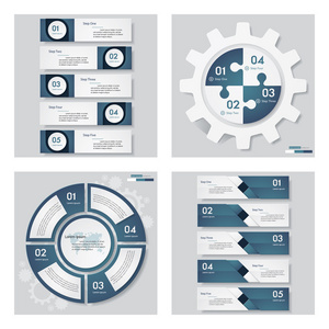 4 蓝色模板图形或网站布局的集合