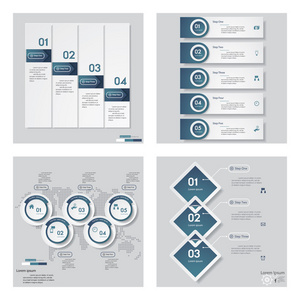 4 蓝色模板图形或网站布局的集合