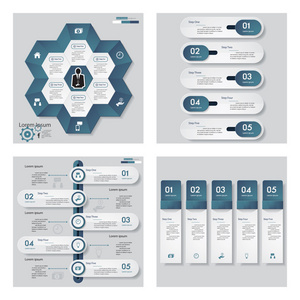 4 蓝色模板图形或网站布局的集合