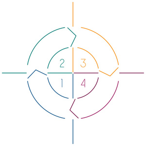 色彩缤纷的信息图表圆线 4 个职位