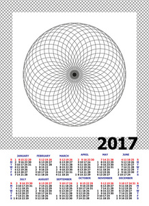 2017 白色背景上的日历。矢量 eps10