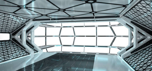 宇宙飞船明亮室内 3d 渲染