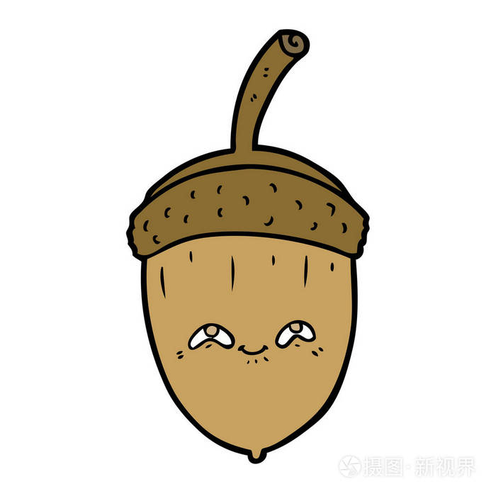 卡通橡子的矢量插画