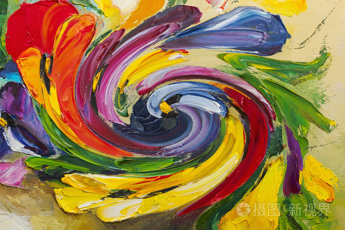 纹理油画鲜花艺术画彩色图像油漆