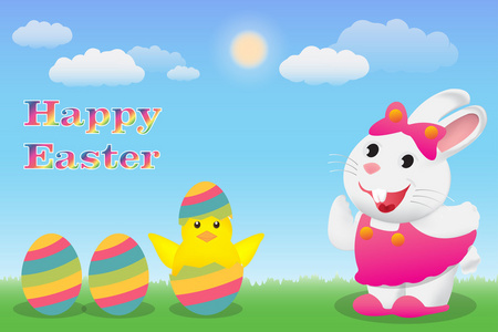 复活节兔子鸡与蛋快乐