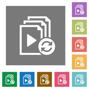 重新启动播放列表方形平面图标图片