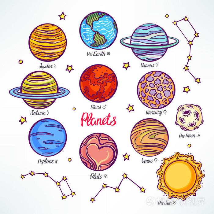 太阳系的行星插画-正版商用图片0eola1-摄图新视界
