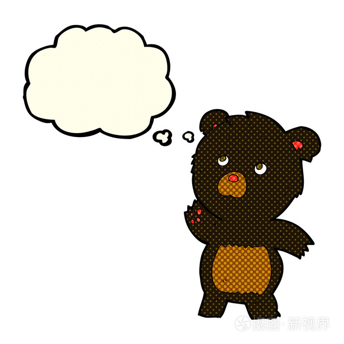 卡通好奇只黑熊与思想泡泡