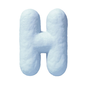 雪字体字母 H 3d 渲染