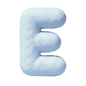 雪字体字母 E 3d 渲染