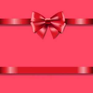 红色礼物丝带与弓在粉红色背景, 媒介, 例证