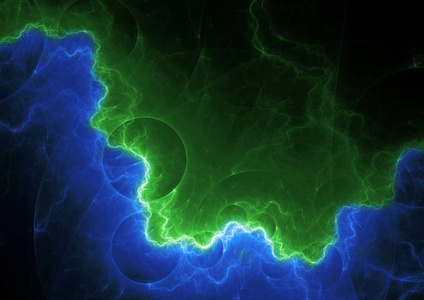 绿色和蓝色闪电, 抽象电子背景