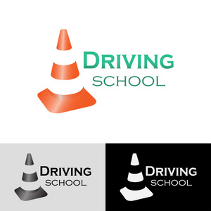 驾驶学校交通锥的徽标