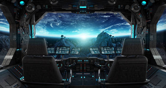 太空飞船的内部与地球上的看法