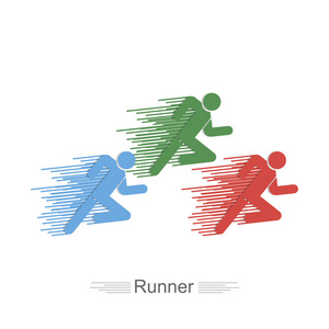 跑步者的不同颜色平面样式标志图标
