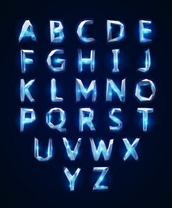 低聚水晶字母字体。矢量图