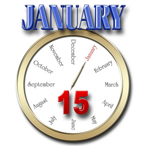 股票插图红色 bold 15 蓝色大胆 1月, 3d 插图, 白色背景