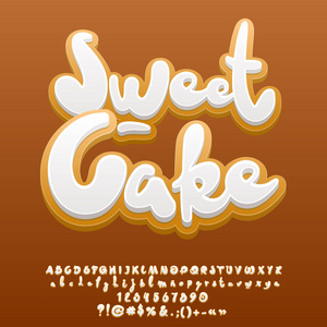 矢量甜姜饼字母设置。美味的字母数字和符号