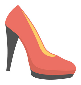 女性红色鞋跟鞋平面矢量图标
