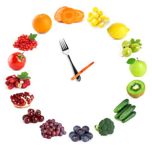 水果和蔬菜的食物时钟