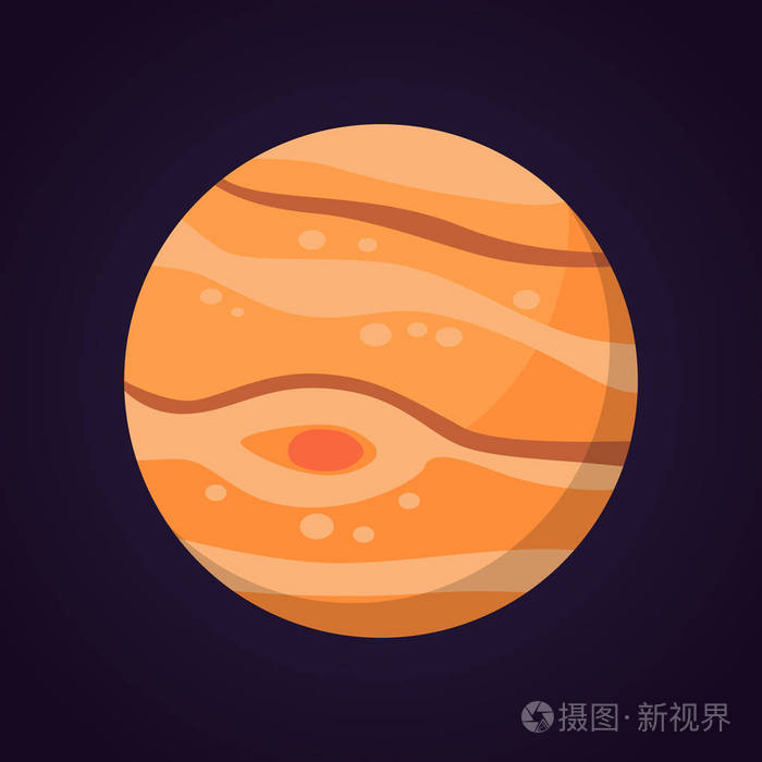在卡通风格中孤立的木星行星矢量插图