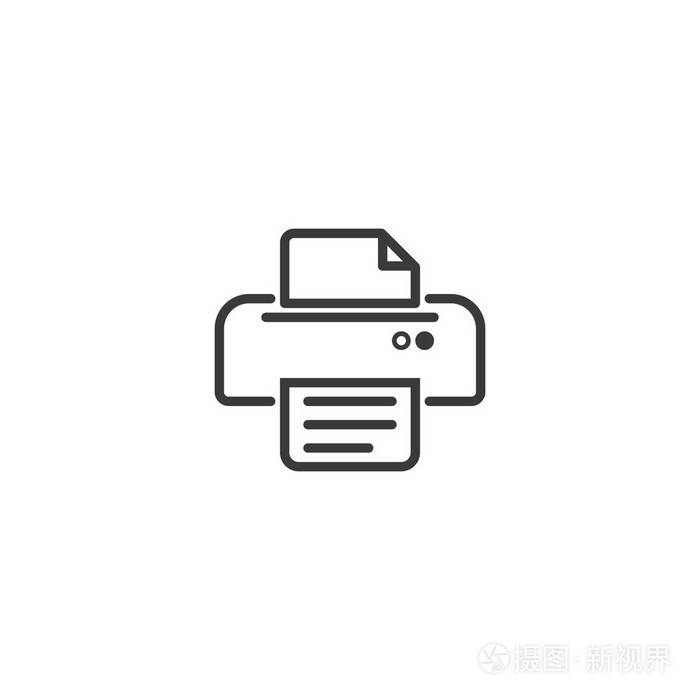 打印机符号图标.像素完美轮廓线样式模板