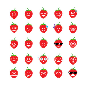 差异的图释图标的草莓主人家的集合