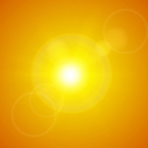 抽象背景与夏天太阳光和透镜火光。矢量