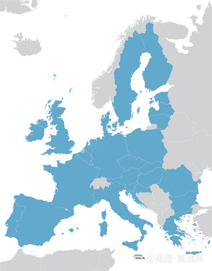 欧洲和欧洲联盟的地图以马耳他的征兆