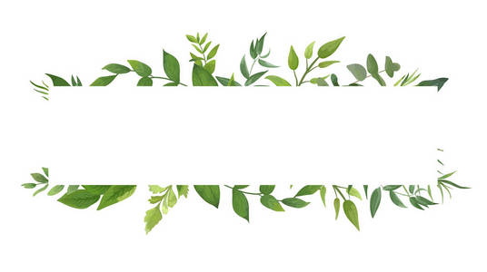 矢量卡设计用绿色蕨树叶优雅绿叶森林花束框架。矢量乡村明信片婚礼邀请邀请图示版式。可编辑和隔离