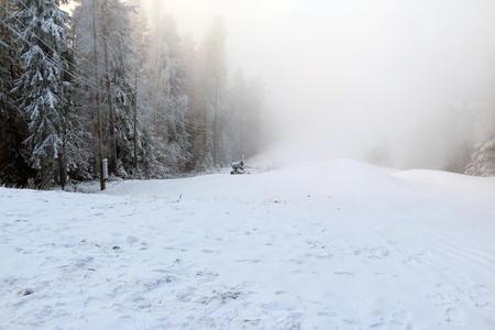 在一个冬日滑雪公园