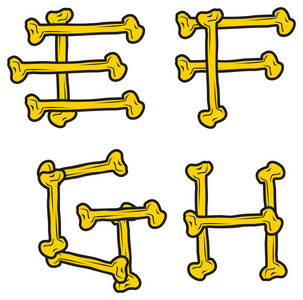 骷髅骨头字母表矢量图